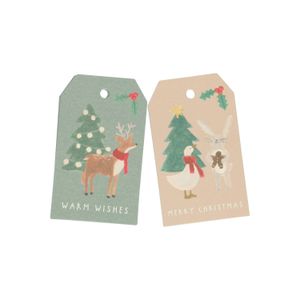 10, Christmas animal motif paper present labels