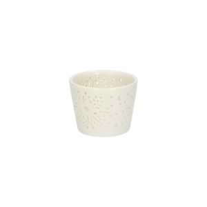 Bougeoir pour bougie chauffe-plat, ajouré, brindilles et pois, porcelaine blanche