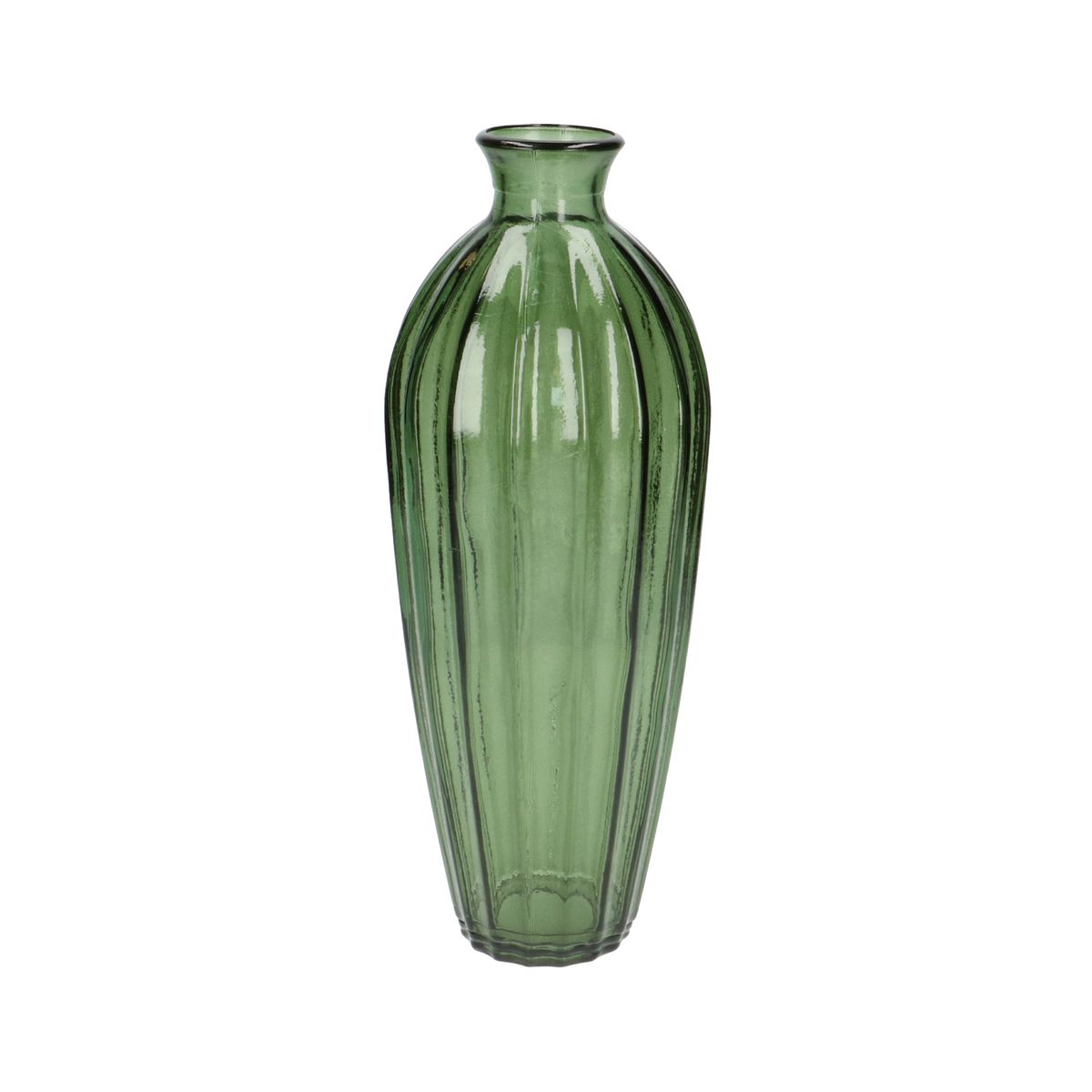 Vase, verre vert, rainuré, h 28 x Ø12 cm Maison chez Dille & Kamille
