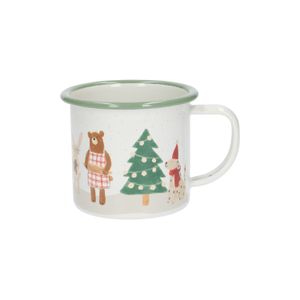 Mug, animals/snow, enamel, Ø 8 cm