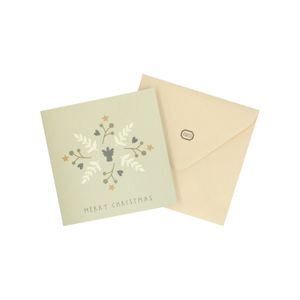 Square, light green Christmas card with envelope