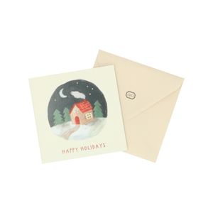 Weihnachtskarte mit Umschlag, Waldhütte, quadratisch