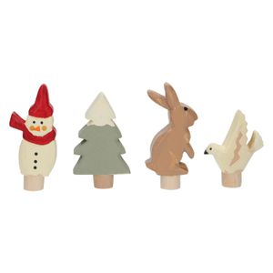 Steckfiguren für den Holzring/Adventsring, Weihnachtsfiguren, Holz, 4er-Set 
