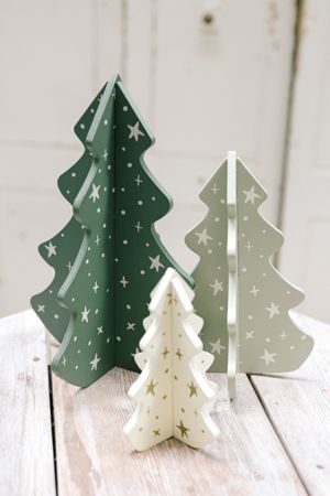 DIY-Weihnachtsbäume 3D, Holz, 3er-Set