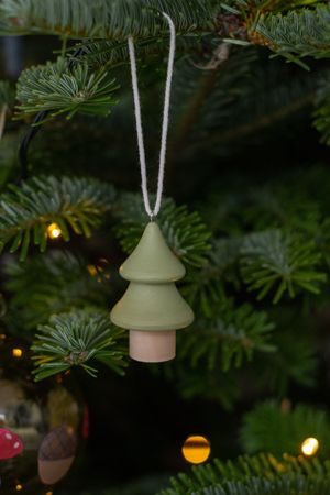 Kersthanger, dennenboom, hout, lichtgroen