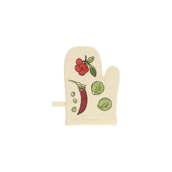 Cotton children’s oven mitt with a vegetable and fruit motif