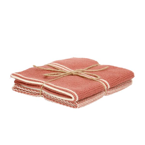 Cloths, knitted cotton, dusty rose, 2, 25 x 25 cm 
