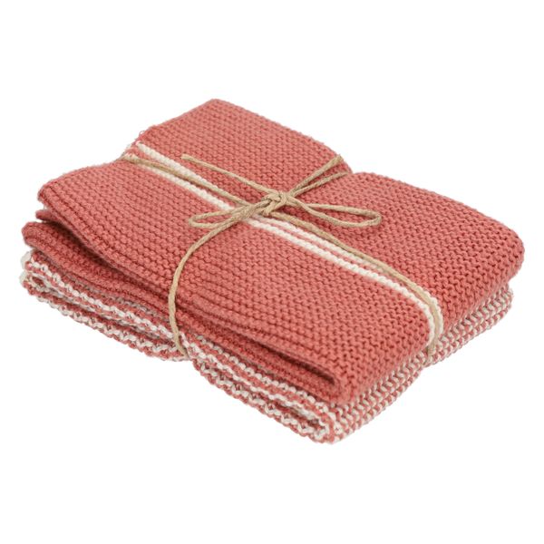 Vaatdoekjes, gebreid katoen, oudroze, 2 stuks, 25 x 25 cm