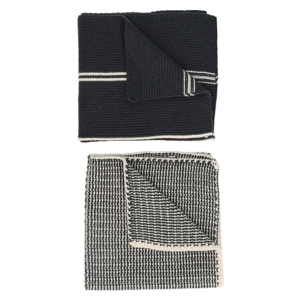 Vaatdoekjes, gebreid katoen, donkergrijs, 2 stuks, set 2, 25 x 25 cm