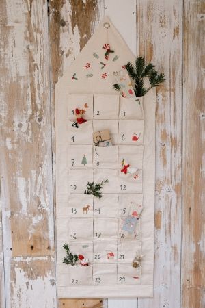 Organic cotton advent calendar, 24 windows, approx. 115 x 40 cm