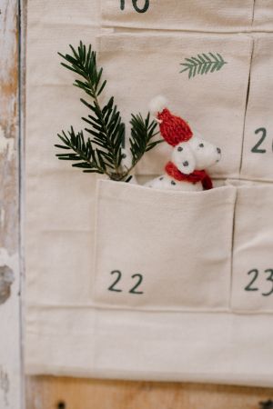 Organic cotton advent calendar, 24 windows, approx. 115 x 40 cm