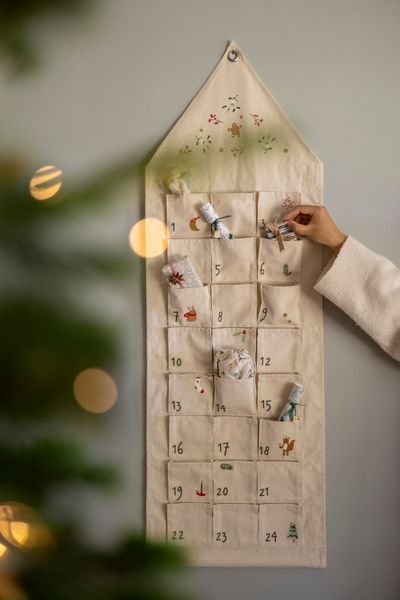 Organic cotton advent calendar, 24 windows, approx. 115 x 40 cm