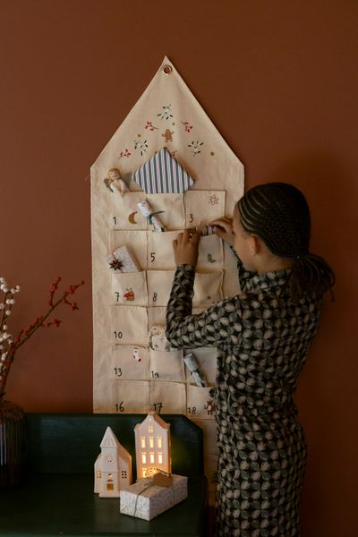 Organic cotton advent calendar, 24 windows, approx. 115 x 40 cm