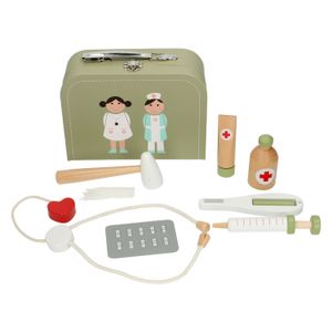 Play doctor set with wooden accessories