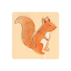 Puzzle squirrel, wooden, three pieces