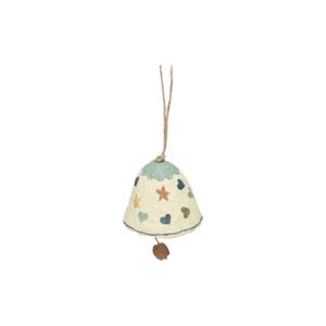 Clochette de Noël, coton mâché, coeurs & étoiles