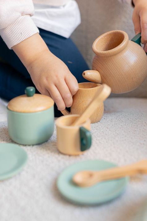 Wooden tea on sale set toy