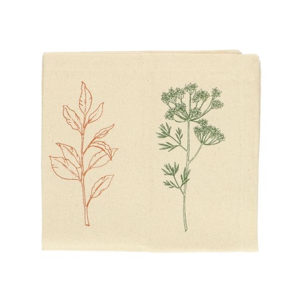 Serviette de table, coton, liseré herbes aromatiques, 40 x 40 cm