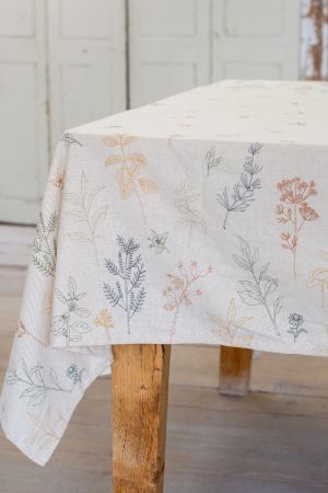 Cotton tablecloth with herb trim, 145 x 250 cm
