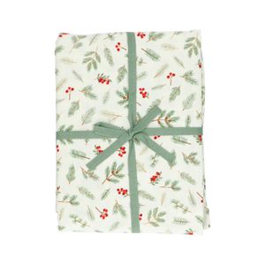 Round Christmas table cloth winter garden, organic cotton, Ø 180 cm
