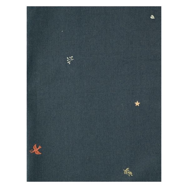 Table runner, GOTS organic cotton, dark blue, embroidered design, Christmas, 50 x 150 cm