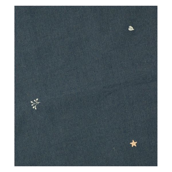 Chemin de table, coton bio GOTS, bleu foncé, motif brodé, Noël, 50 x 150 cm