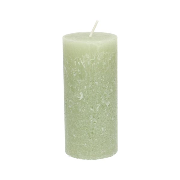 Green pillar candle, 7 x 15 cm