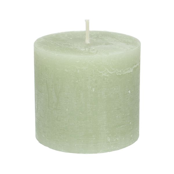 Green pillar candle, 10 x 9 cm