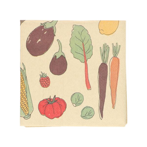 Serviettes de table, papier, légumes, 33 x 33 cm, 20 pièces