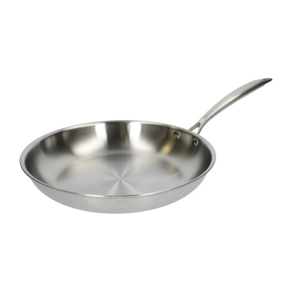 Poêle Inox 18/10 Triply TeCuisine 30 Cm - Sans Revêtement, Sans PFOA/PTFE/PFAS, Compatible Induction, Manche Froid