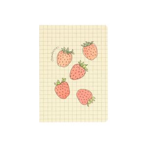 Carnet de notes, feuilles lignées, fraises, A5