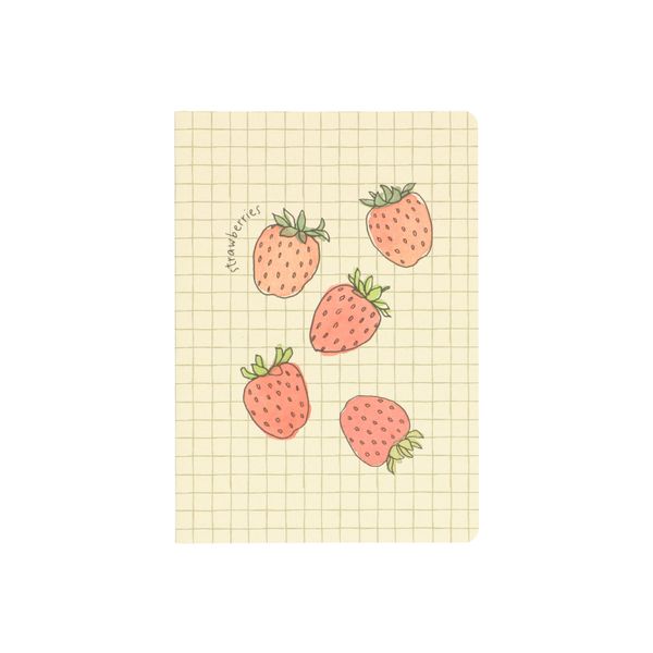 Notitieboek, gelinieerd, aardbeien, A5