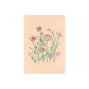 A5, ruled notebook with pink flower motif