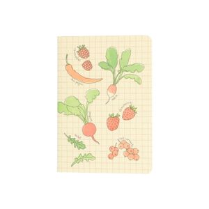 Cahier, feuilles lignées, fruits et légumes, A5