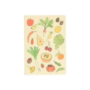 A5, ruled notebook with vegetable and fruit motif