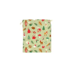 Organic cotton gift bag with cabin in the woods motif
