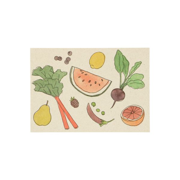 Card, assorted fruit and vegetables
