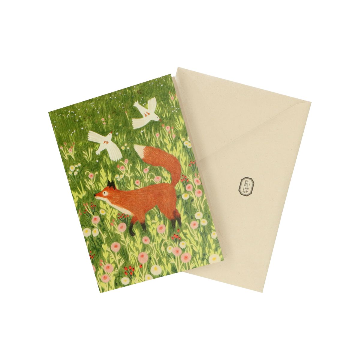 Carte postale Renards + enveloppe