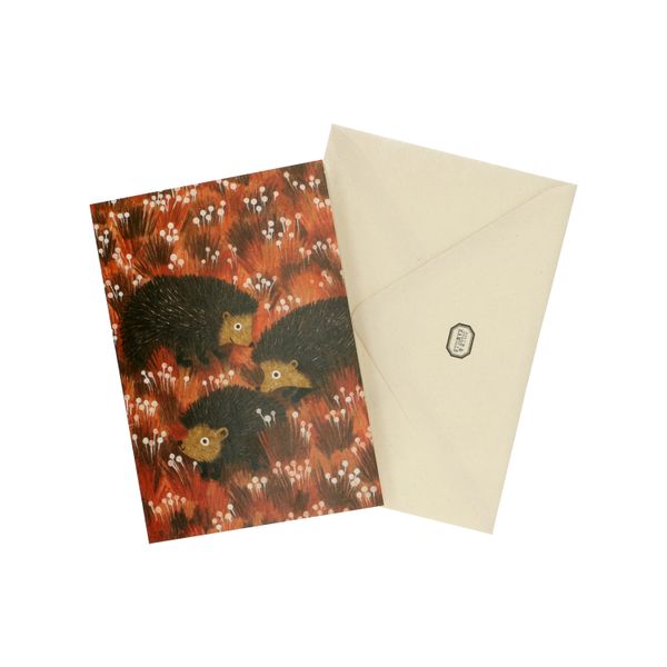 Card, World Animal Protection, hedgehogs in the woods