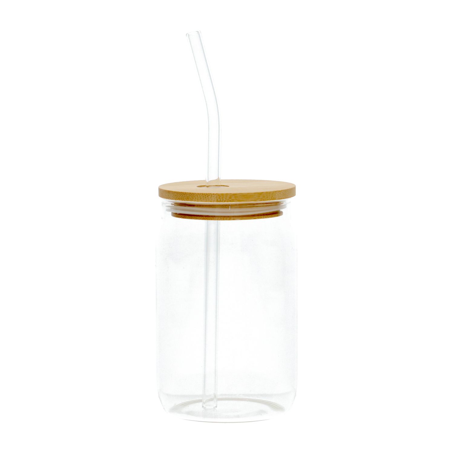 6x 590 Ml Glasbecher Mit Bambusdeckel & Glasstroh – Stylische Dosen-Form Für Cocktails, Boba, Limo & Mehr