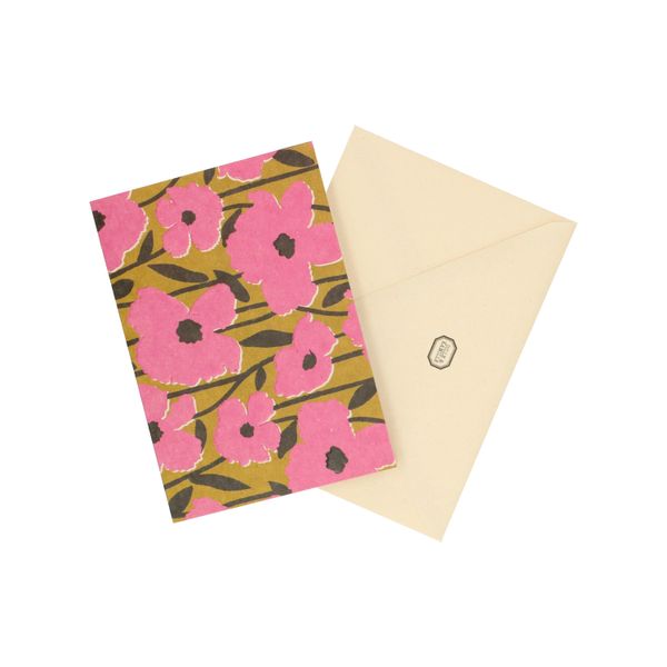 Image of Kaart met envelop, klaprozen, roze