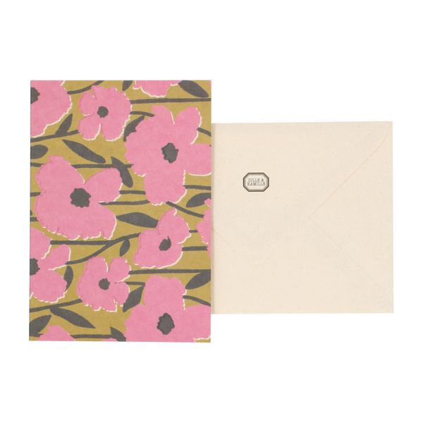 Kaart met envelop, klaprozen, roze