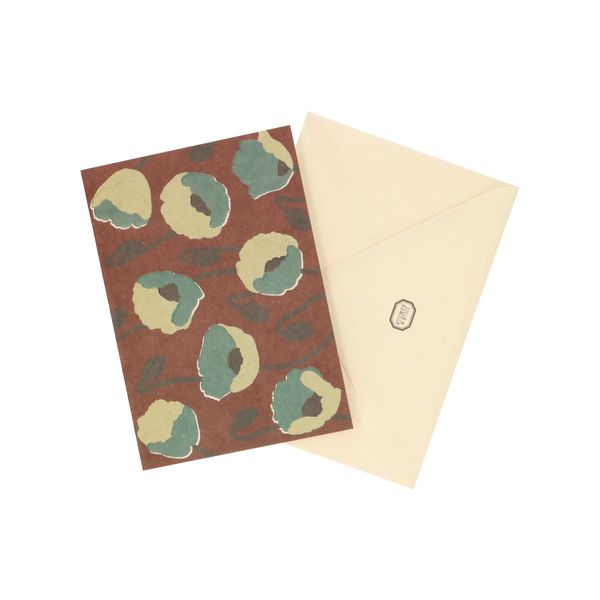 Image of Kaart met envelop, klaprozen, blauw