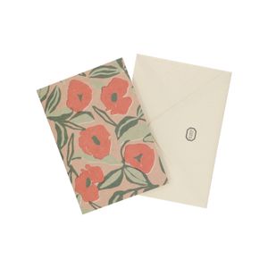 Card and envelope, poppies, red