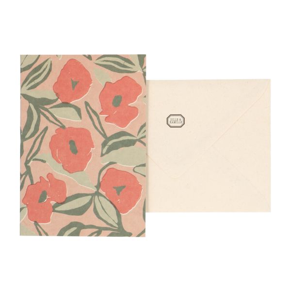 Kaart met envelop, klaprozen, rood