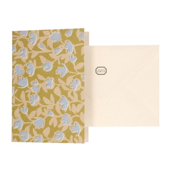 Kaart bloemetjes blauw