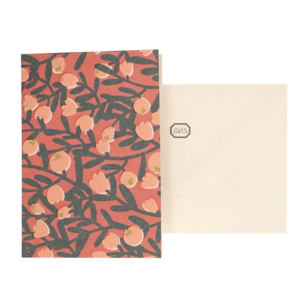 Kaart met envelop, besjes, roze