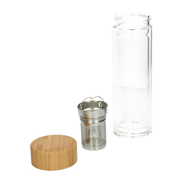 Double-walled infusion bottle, 400ml, heat certificate. glass