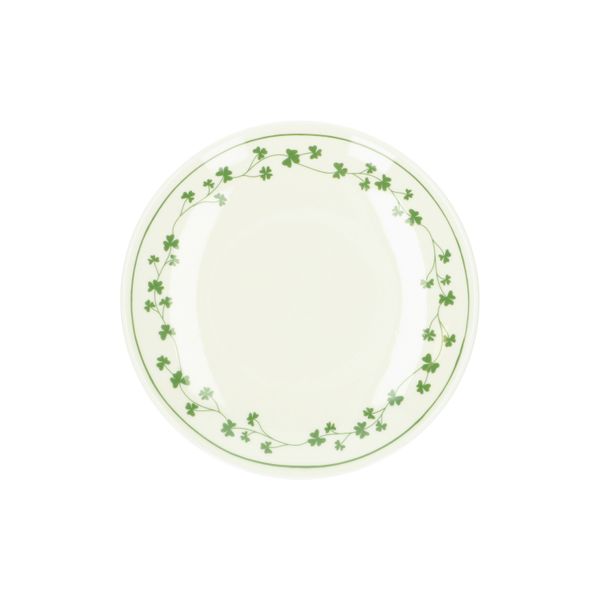 Organically-shaped, porcelain pastry plate with clover motif, Ø 16 cm
