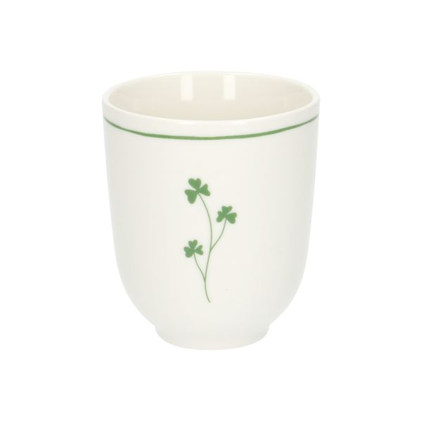 Organically-shaped, porcelain mug with clover motif, Ø 7.6 cm